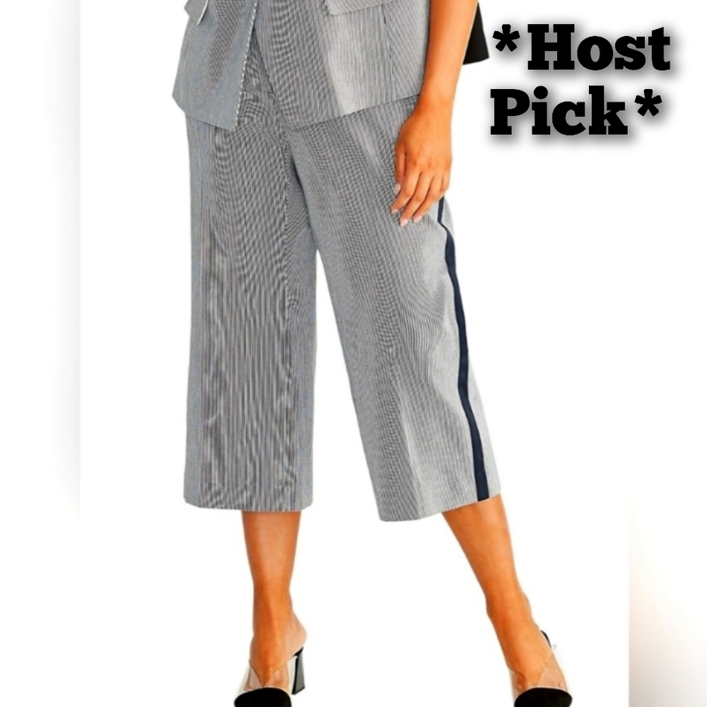 NWT Rachel Rachel Roy PLUS 18W Elin Striped Navy Blue White Capri Pants